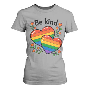 Be Kind Rainbow Heart T Shirt For Women Spread Kindness LGBTQ Love Pride Month TS02 Sport Gray Print Your Wear