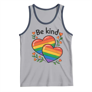 Be Kind Rainbow Heart Tank Top Spread Kindness LGBTQ Love Pride Month TS02 Athletic Heather Navy Print Your Wear