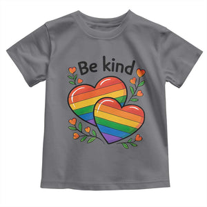 Be Kind Rainbow Heart Toddler T Shirt Spread Kindness LGBTQ Love Pride Month TS02 Charcoal Print Your Wear