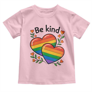 Be Kind Rainbow Heart Toddler T Shirt Spread Kindness LGBTQ Love Pride Month TS02 Light Pink Print Your Wear