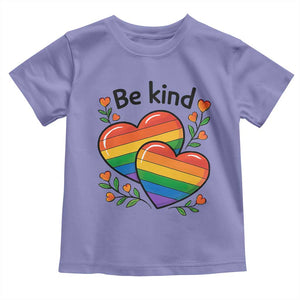 Be Kind Rainbow Heart Toddler T Shirt Spread Kindness LGBTQ Love Pride Month TS02 Violet Print Your Wear