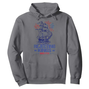 Rejecting Kings Since 1776 Hoodie Vintage Patriotic Ship 4th Of July Fireworks TS02 Charcoal Print Your Wear
