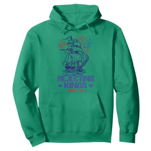 Rejecting Kings Since 1776 Hoodie Vintage Patriotic Ship 4th Of July Fireworks TS02 Irish Green Print Your Wear