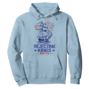 Rejecting Kings Since 1776 Hoodie Vintage Patriotic Ship 4th Of July Fireworks TS02 Light Blue Print Your Wear