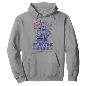 Rejecting Kings Since 1776 Hoodie Vintage Patriotic Ship 4th Of July Fireworks TS02 Sport Gray Print Your Wear