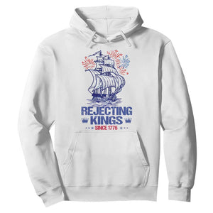 Rejecting Kings Since 1776 Hoodie Vintage Patriotic Ship 4th Of July Fireworks TS02 White Print Your Wear