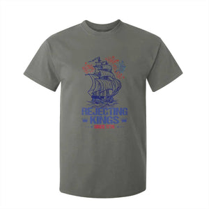 Rejecting Kings Since 1776 T Shirt For Kid Vintage Patriotic Ship 4th Of July Fireworks TS02 Military Green Print Your Wear