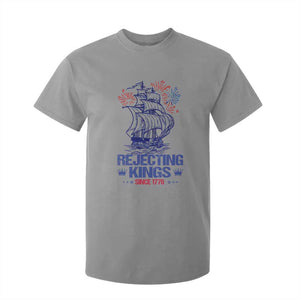 Rejecting Kings Since 1776 T Shirt For Kid Vintage Patriotic Ship 4th Of July Fireworks TS02 Sport Gray Print Your Wear