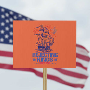 Rejecting Kings Since 1776 Protest Sign Vintage Patriotic Ship 4th Of July Fireworks - Print Your Wear