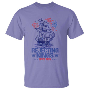 Rejecting Kings Since 1776 T Shirt Vintage Patriotic Ship 4th Of July Fireworks TS02 Violet Print Your Wear