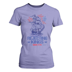 Rejecting Kings Since 1776 T Shirt For Women Vintage Patriotic Ship 4th Of July Fireworks TS02 Violet Print Your Wear