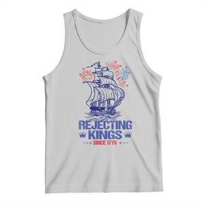 Rejecting Kings Since 1776 Tank Top Vintage Patriotic Ship 4th Of July Fireworks TS02 Ash Print Your Wear