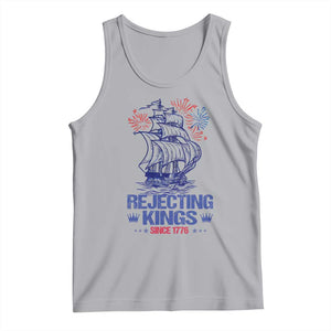 Rejecting Kings Since 1776 Tank Top Vintage Patriotic Ship 4th Of July Fireworks TS02 Athletic Heather Print Your Wear