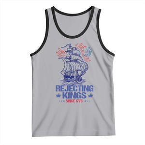 Rejecting Kings Since 1776 Tank Top Vintage Patriotic Ship 4th Of July Fireworks TS02 Athletic Heather Black Print Your Wear