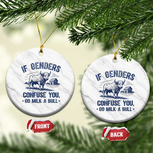 If Genders Confuse You Go Milk a Bull Ceramic Ornament Sarcastic Country Humor TS02 1pc White Marble Print Your Wear