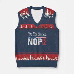 We The People Say Nope V-Neck Knit Sweater Vest Retro Patriotic No Kings Political Satire TS02 Navy Red Print Your Wear