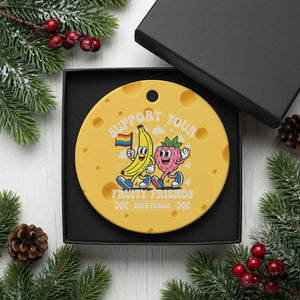 Support Your Fruity Friends Ceramic Ornament Retro Cute Banana and Berry LGBT Pride Support TS02 1pc Yellow Cheese Print Your Wear