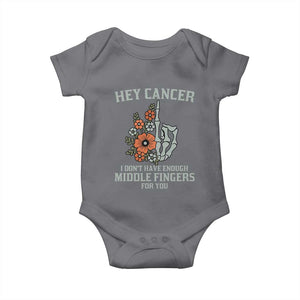 Anti Cancer Skeleton Middle Finger Baby Onesie Floral Fck Cancer TS02 Charcoal Print Your Wear