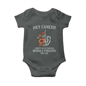 Anti Cancer Skeleton Middle Finger Baby Onesie Floral Fck Cancer TS02 Dark Heather Print Your Wear