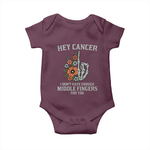 Anti Cancer Skeleton Middle Finger Baby Onesie Floral Fck Cancer TS02 Maroon Print Your Wear