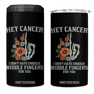 Anti Cancer Skeleton Middle Finger 4 in 1 Can Cooler Tumbler Floral Fck Cancer TS02 One Size: 16 oz Black Print Your Wear