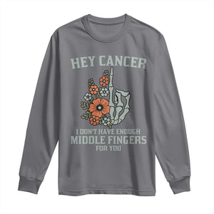Anti Cancer Skeleton Middle Finger Long Sleeve Shirt Floral Fck Cancer TS02 Charcoal Print Your Wear