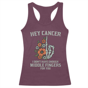 Anti Cancer Skeleton Middle Finger Racerback Tank Top Floral Fck Cancer TS02 Maroon Print Your Wear