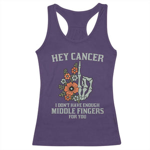 Anti Cancer Skeleton Middle Finger Racerback Tank Top Floral Fck Cancer TS02 Purple Print Your Wear
