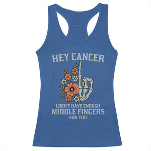 Anti Cancer Skeleton Middle Finger Racerback Tank Top Floral Fck Cancer TS02 Royal Blue Print Your Wear