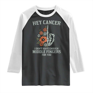 Anti Cancer Skeleton Middle Finger Raglan Shirt Floral Fck Cancer TS02 Black White Print Your Wear