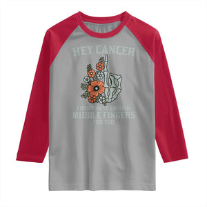 Anti Cancer Skeleton Middle Finger Raglan Shirt Floral Fck Cancer TS02 Sport Gray Red Print Your Wear