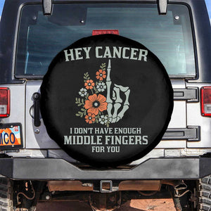 Anti Cancer Skeleton Middle Finger Spare Tire Cover Floral Fck Cancer TS02 No hole Black Print Your Wear
