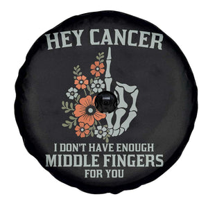 Anti Cancer Skeleton Middle Finger Spare Tire Cover Floral Fck Cancer TS02 Print Your Wear