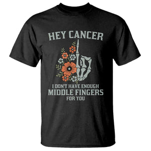 Anti Cancer Skeleton Middle Finger T Shirt Floral Fck Cancer TS02 Black Print Your Wear