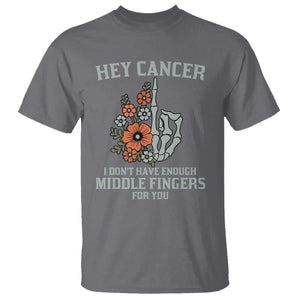 Anti Cancer Skeleton Middle Finger T Shirt Floral Fck Cancer TS02 Charcoal Print Your Wear