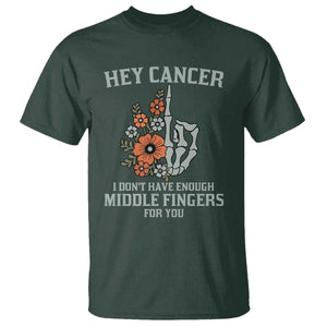 Anti Cancer Skeleton Middle Finger T Shirt Floral Fck Cancer TS02 Dark Forest Green Print Your Wear