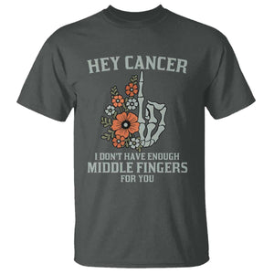Anti Cancer Skeleton Middle Finger T Shirt Floral Fck Cancer TS02 Dark Heather Print Your Wear