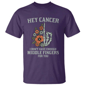 Anti Cancer Skeleton Middle Finger T Shirt Floral Fck Cancer TS02 Purple Print Your Wear