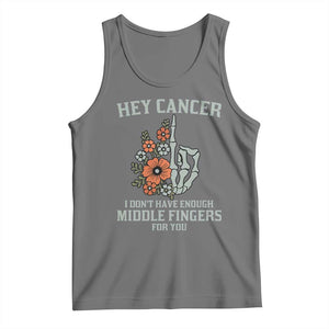 Anti Cancer Skeleton Middle Finger Tank Top Floral Fck Cancer TS02 Black Heather Print Your Wear