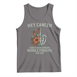 Anti Cancer Skeleton Middle Finger Tank Top Floral Fck Cancer TS02 Deep Heather Print Your Wear
