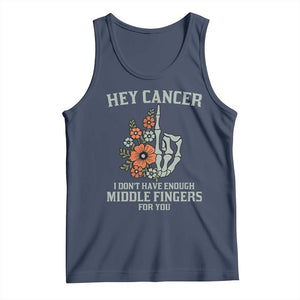 Anti Cancer Skeleton Middle Finger Tank Top Floral Fck Cancer TS02 Navy Print Your Wear