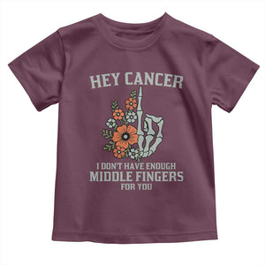 Anti Cancer Skeleton Middle Finger Toddler T Shirt Floral Fck Cancer TS02 Maroon Print Your Wear