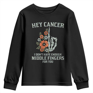 Anti Cancer Skeleton Middle Finger Youth Sweatshirt Floral Fck Cancer TS02 Black Print Your Wear