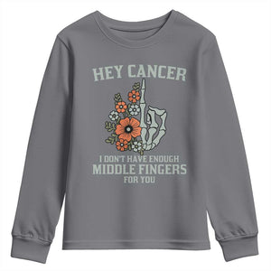 Anti Cancer Skeleton Middle Finger Youth Sweatshirt Floral Fck Cancer TS02 Charcoal Print Your Wear