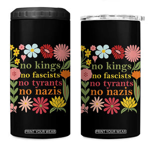 No Kings No Fascists No Tyrants No Nazis 4 in 1 Can Cooler Tumbler Subtle Resist Retro Boho Floral TS02 One Size: 16 oz Black Print Your Wear