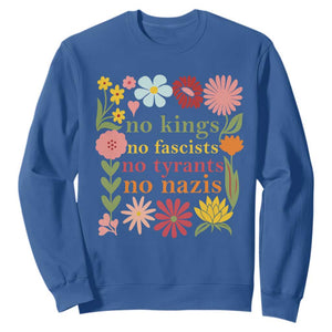 No Kings No Fascists No Tyrants No Nazis Sweatshirt Subtle Resist Retro Boho Floral TS02 Royal Blue Print Your Wear