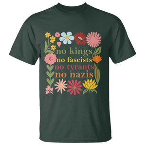 No Kings No Fascists No Tyrants No Nazis T Shirt Subtle Resist Retro Boho Floral TS02 Dark Forest Green Print Your Wear