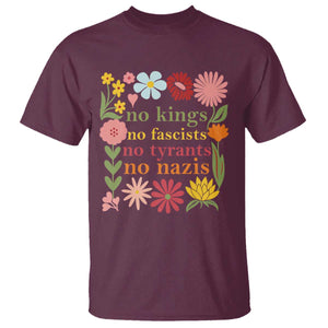 No Kings No Fascists No Tyrants No Nazis T Shirt Subtle Resist Retro Boho Floral TS02 Maroon Print Your Wear