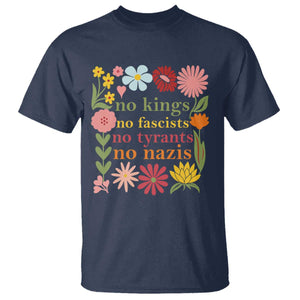 No Kings No Fascists No Tyrants No Nazis T Shirt Subtle Resist Retro Boho Floral TS02 Navy Print Your Wear