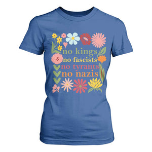 No Kings No Fascists No Tyrants No Nazis T Shirt For Women Subtle Resist Retro Boho Floral TS02 Royal Blue Print Your Wear